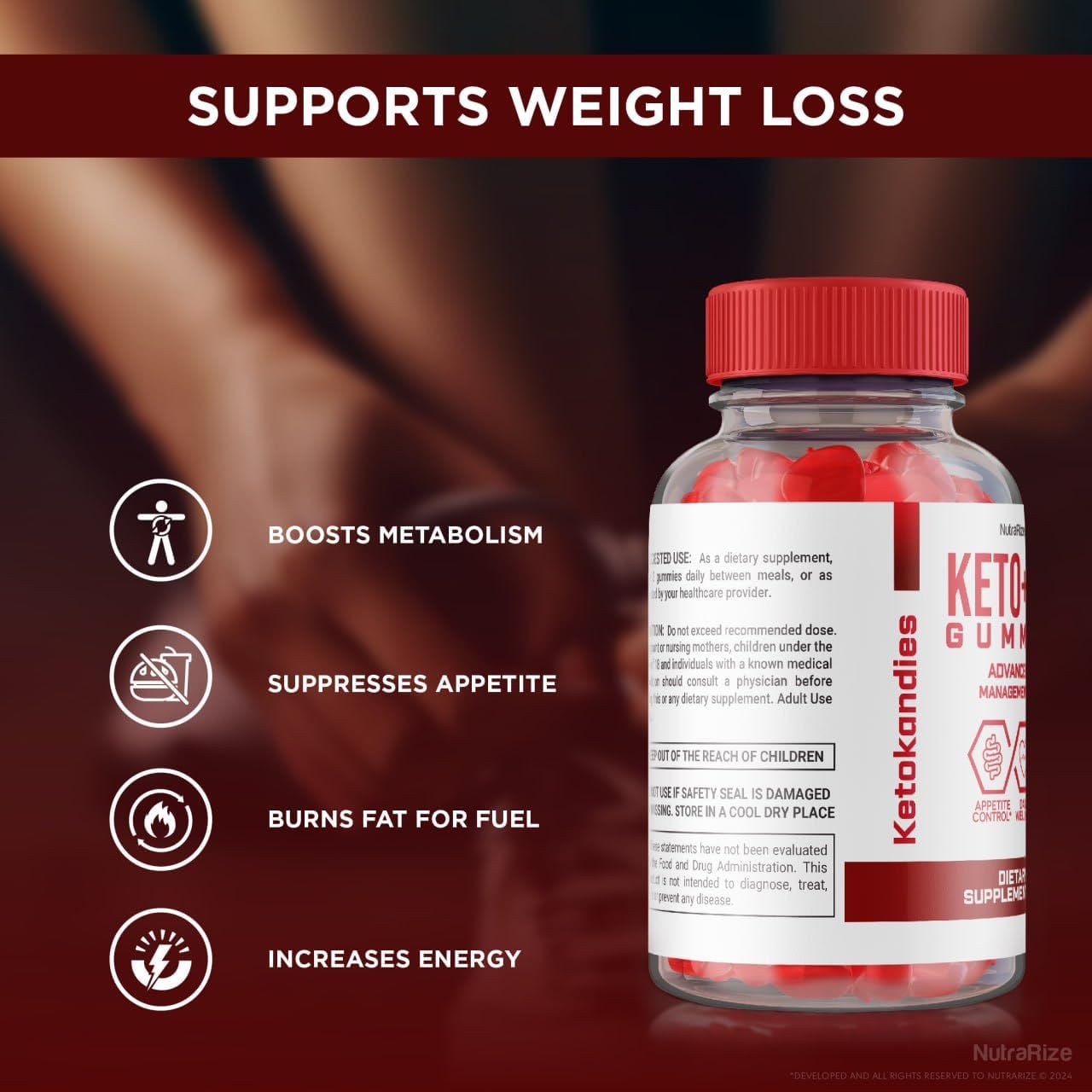NutraRize KetoKandies: Maximum Strength Keto + ACV Gummies for Slimming Formula (60 Gummies)