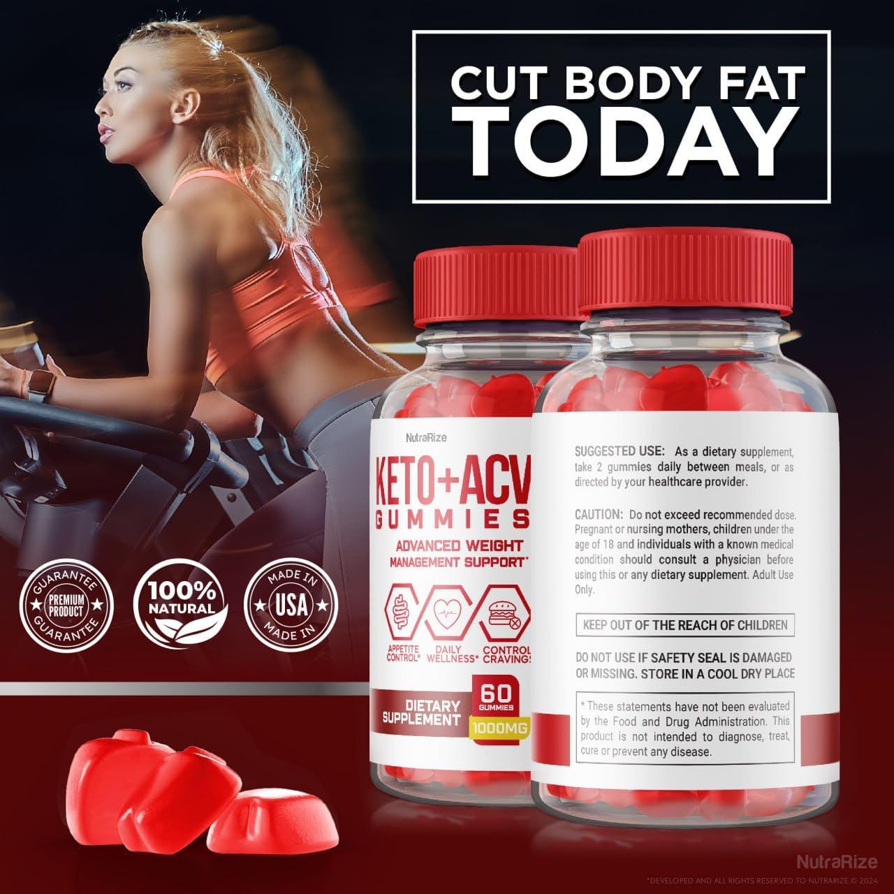 NutraRize KetoKandies: Maximum Strength Keto + ACV Gummies for Slimming Formula (60 Gummies)