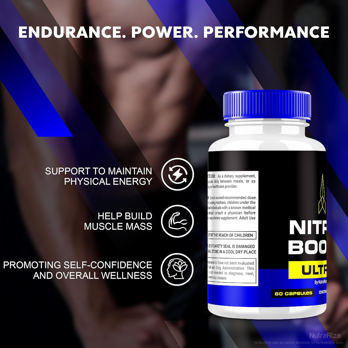 NutraRize Nitric Boost Ultra Capsules (2 Pack) - Official Powder Formula in Capsule Form for Active Lifestyle Support - All Natural Supplement for Purple Multivitamin Review
