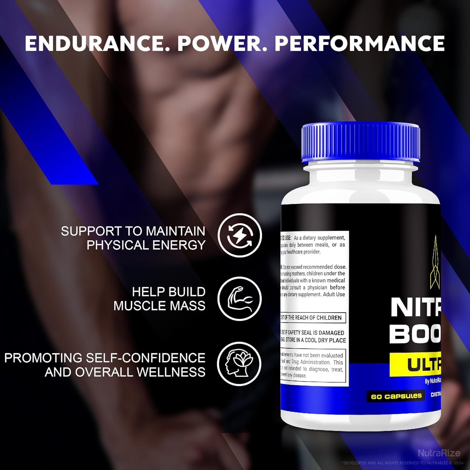 NutraRize Nitric Boost Ultra Capsules (2 Pack) - Official Powder Formula in Capsule Form for Active Lifestyle Support - All Natural Supplement for Purple Multivitamin Review