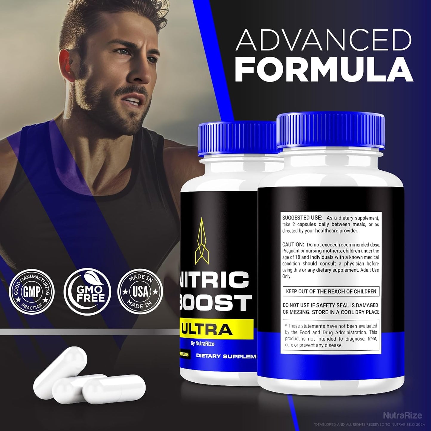 NutraRize Nitric Boost Ultra Capsules (2 Pack) - Official Powder Formula in Capsule Form for Active Lifestyle Support - All Natural Supplement for Purple Multivitamin Review