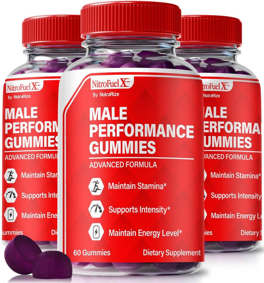 NutraRize Nitro Fuel X Gummies - Ultimate Performance & Health for Men - 3 Pack (180 Gummies)