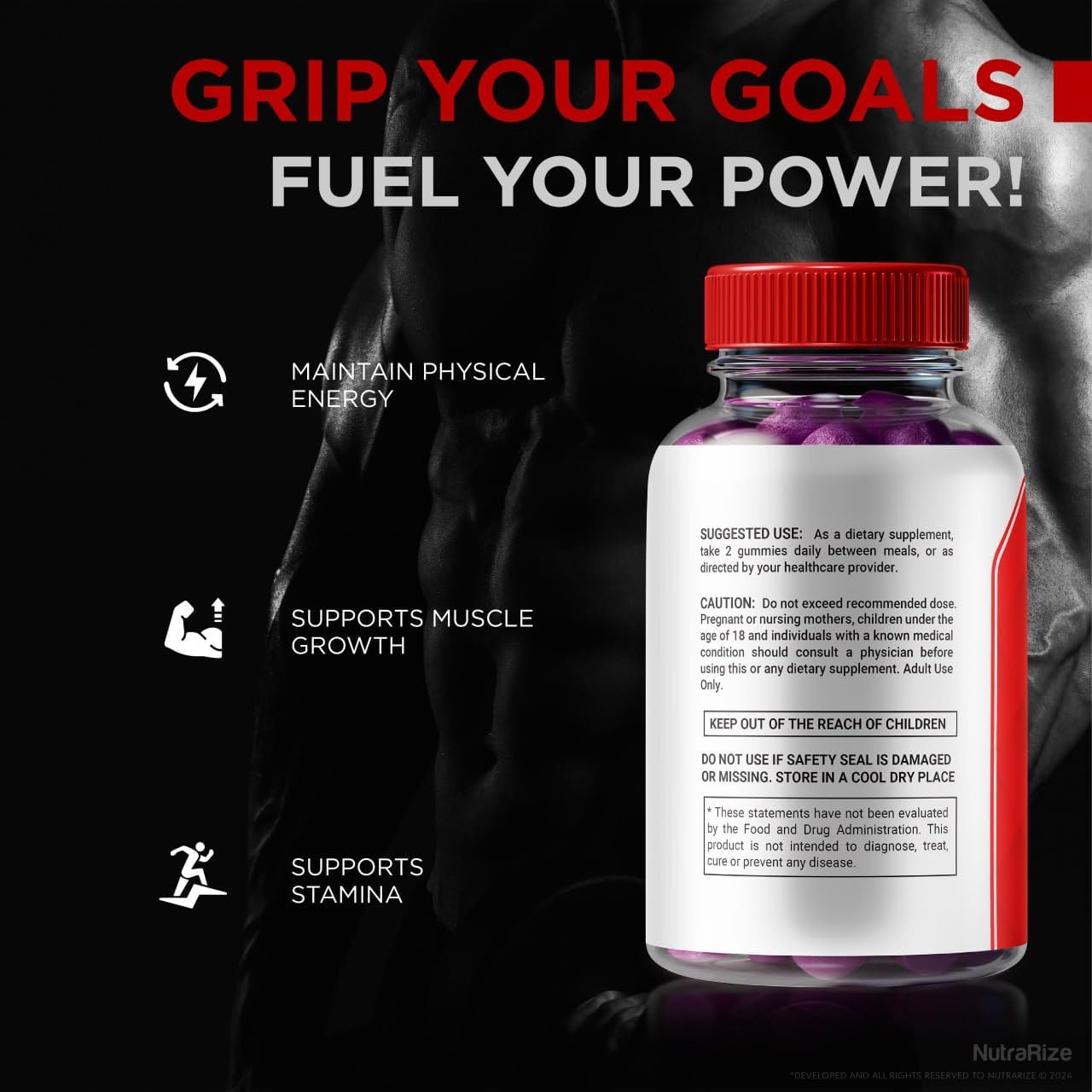 NutraRize Nitro Fuel X Gummies - Ultimate Performance & Health for Men - 3 Pack (180 Gummies)