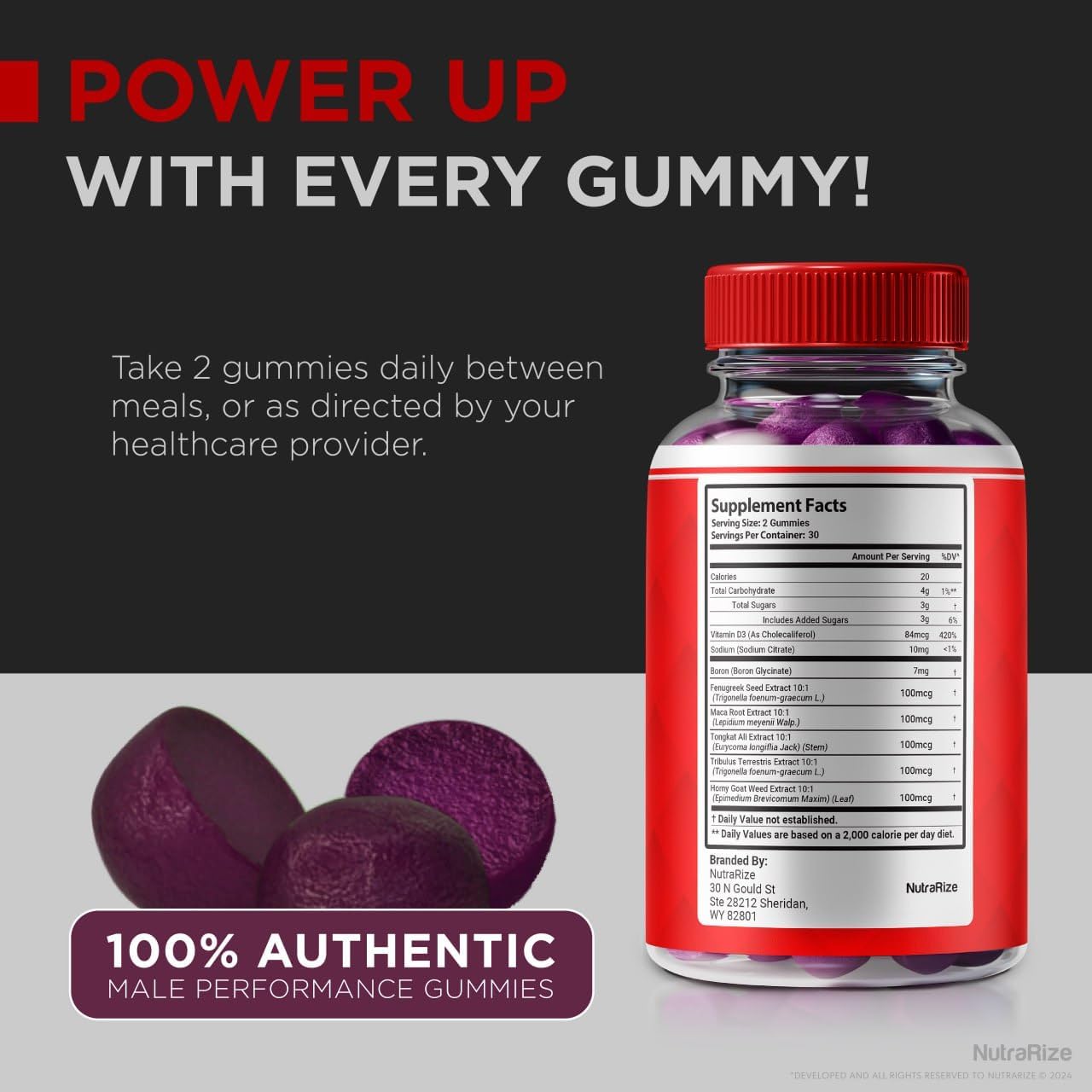 NutraRize Nitro Fuel X Gummies - Ultimate Performance & Health for Men - 3 Pack (180 Gummies)