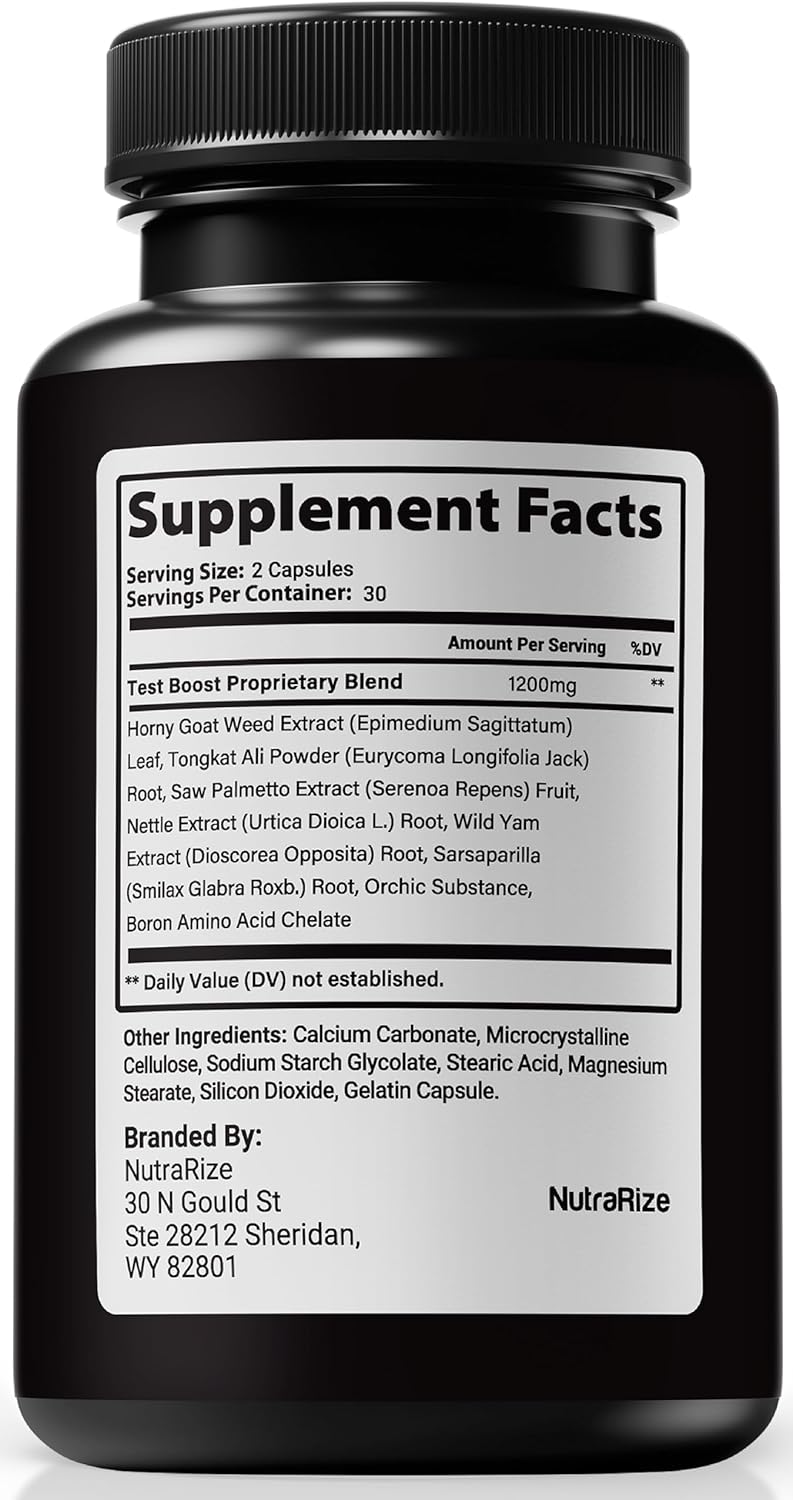 NutraRize Primal Lift for Men - Stamina and Energy Formula - Male Performance Pills - All Natural Support (60 Capsules)