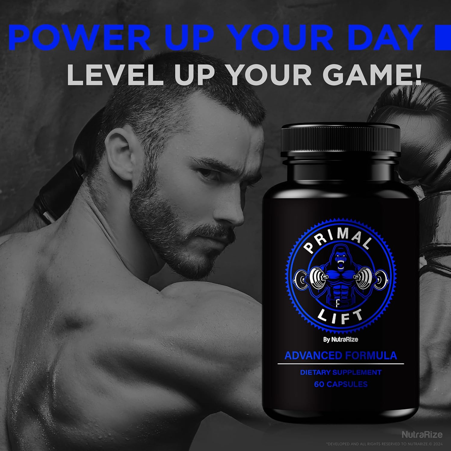 NutraRize Primal Lift for Men - Stamina and Energy Formula - Male Performance Pills - All Natural Support (60 Capsules)