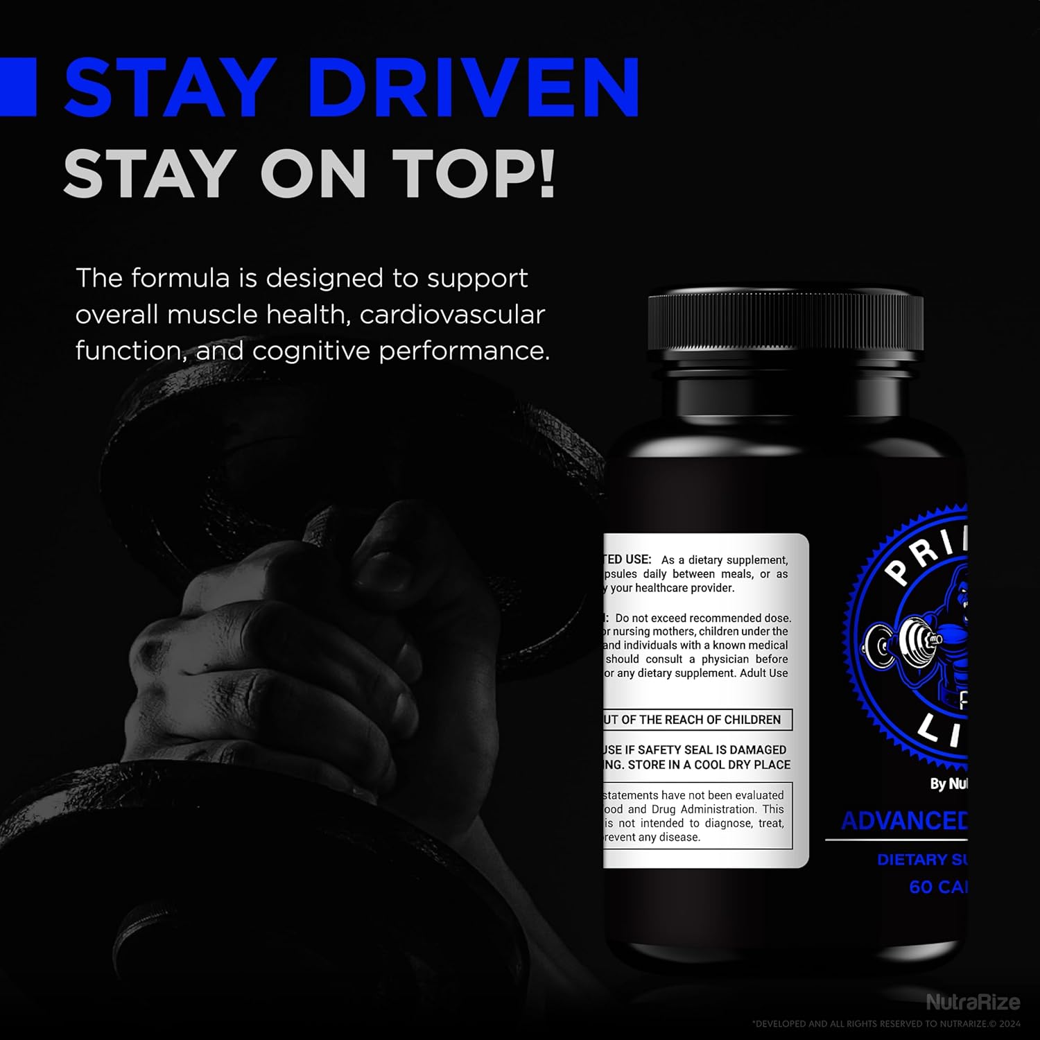 NutraRize Primal Lift for Men - Stamina and Energy Formula - Male Performance Pills - All Natural Support (60 Capsules)