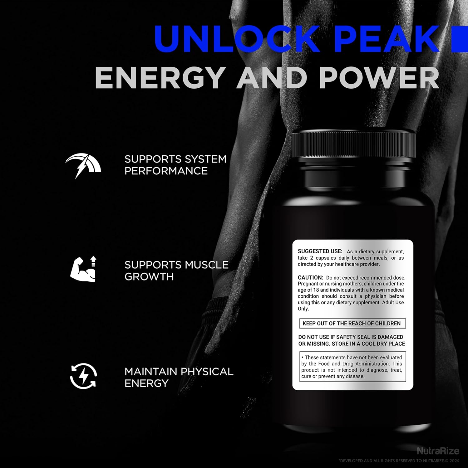 NutraRize Primal Lift for Men - Stamina and Energy Formula - Male Performance Pills - All Natural Support (60 Capsules)