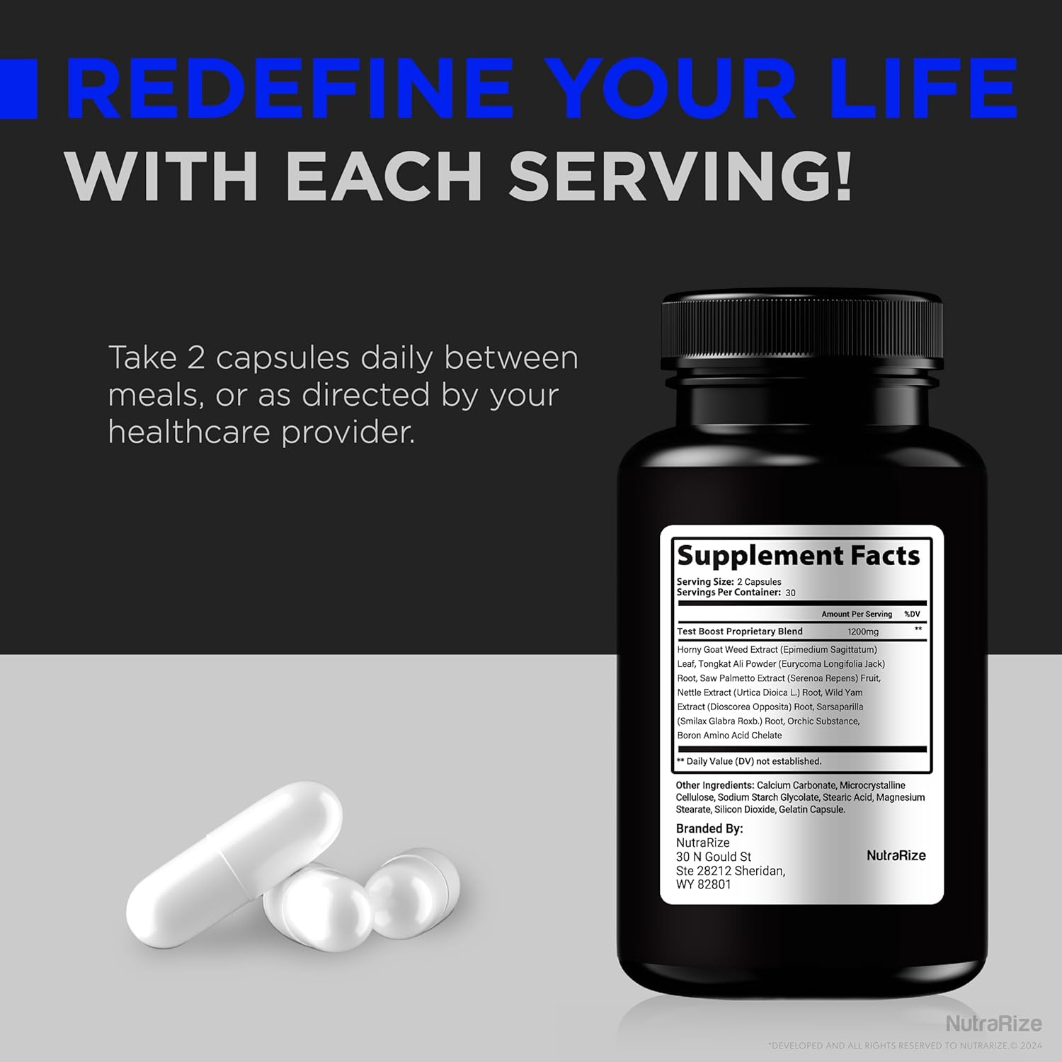 NutraRize Primal Lift for Men - Stamina and Energy Formula - Male Performance Pills - All Natural Support (60 Capsules)