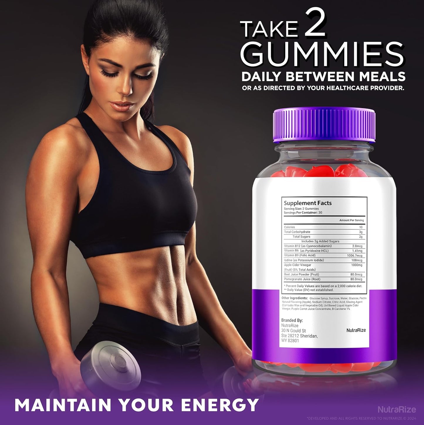 NutraRize Ultra Quick Keto ACV Gummies (2 Pack) for Slimming Formula Support - Premium Keto Plus Formula with Natural Apple Cider Vinegar - 120 Gummies