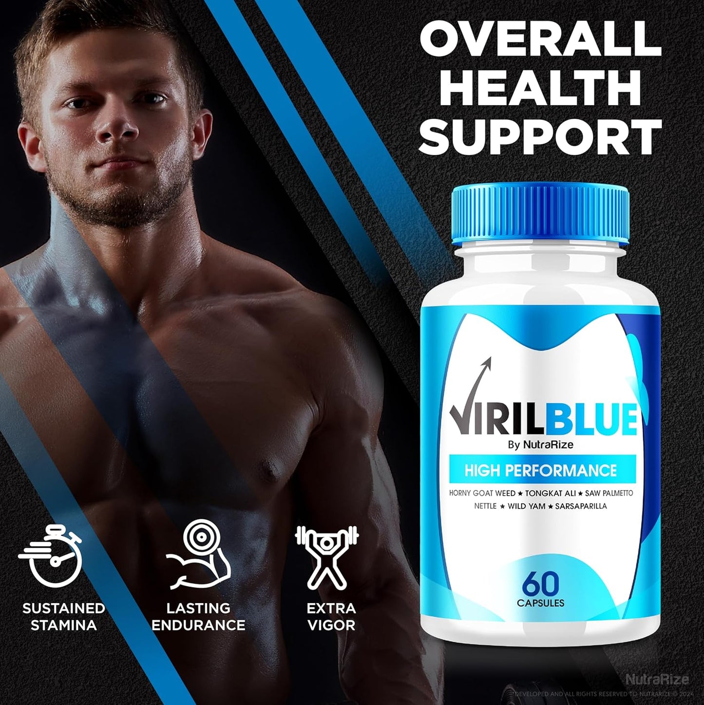 NutraRize VirilBlue Capsules: All-Natural Male Supplement for Performance and Confidence, Premium Nutrition (60 Capsules)
