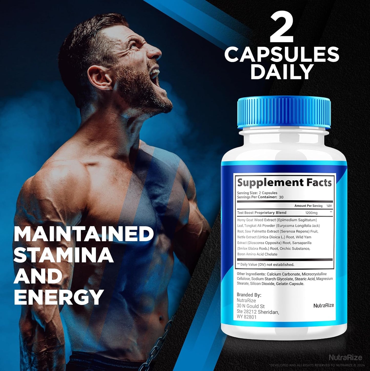 NutraRize VirilBlue Capsules: All-Natural Male Supplement for Performance and Confidence, Premium Nutrition (60 Capsules)