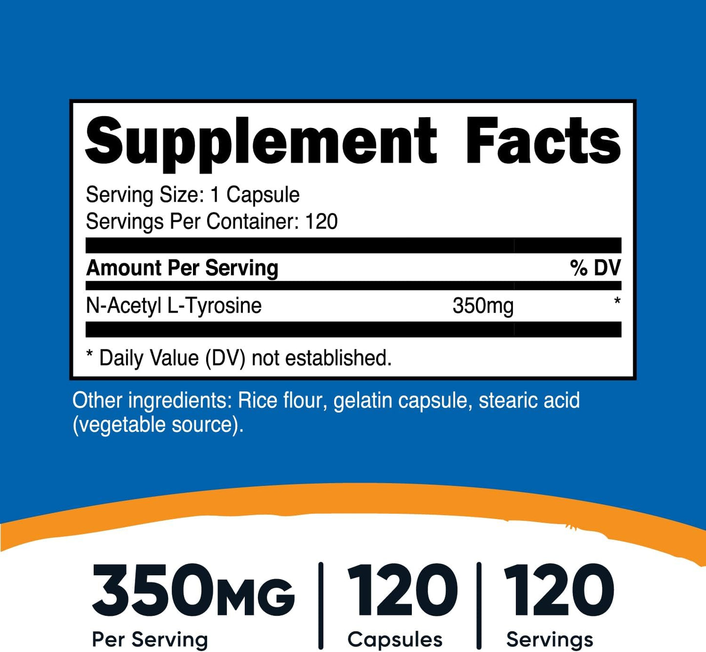 Nutricost N-Acetyl L-Tyrosine (NALT) 350mg, 240 Capsules - Gluten Free, Non-GMO, Double Pack