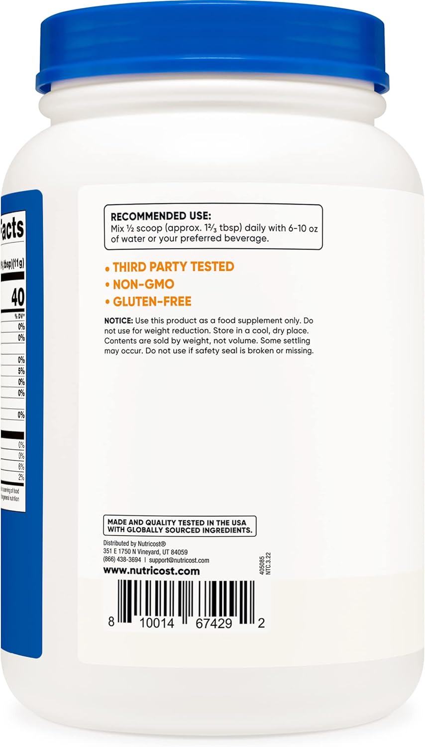 Nutricost Unflavored Soy Protein Powder - 2 LB, 10g Protein Per Serving, Vegetarian, Non-GMO, Gluten Free