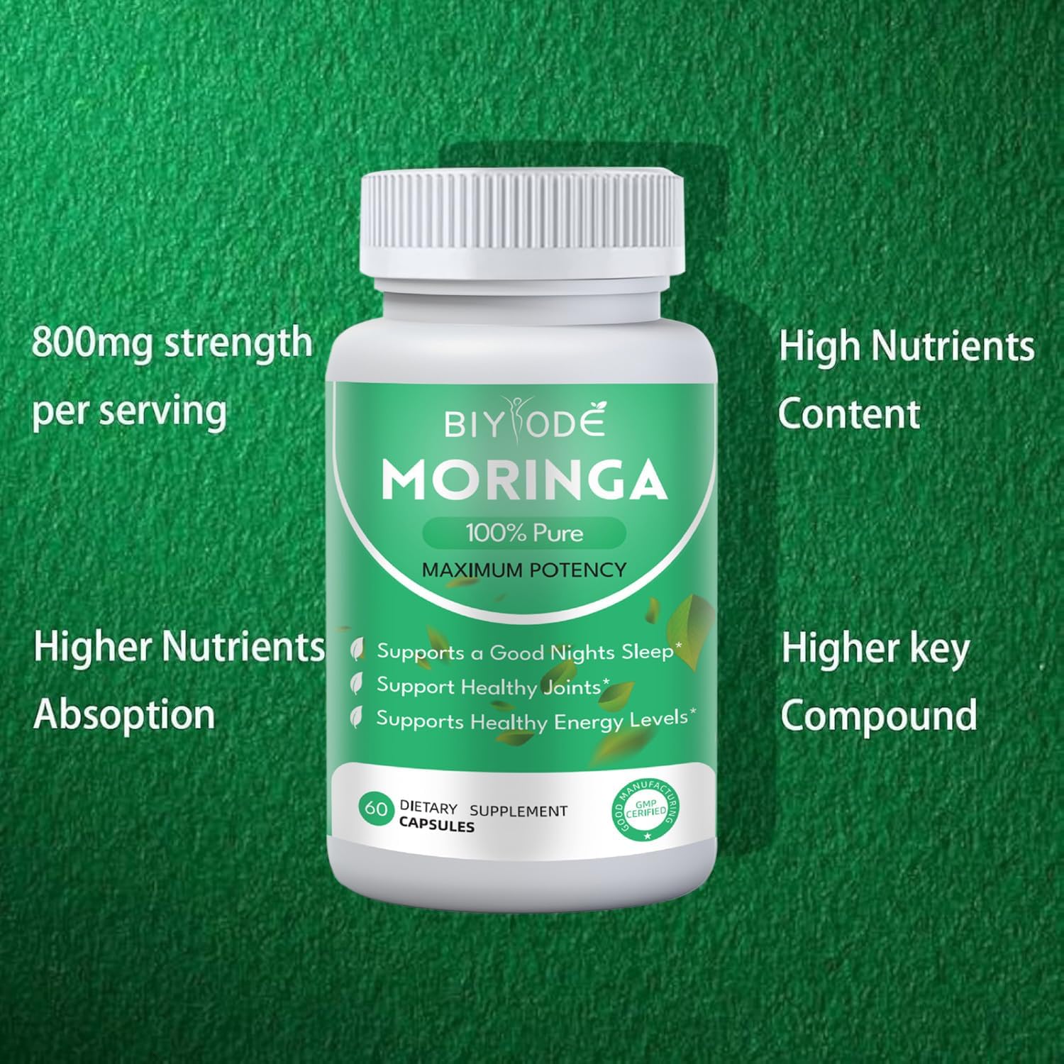 Nutrient-Rich Moringa Capsules for Energy and Gut Well-Being - 800mg (2 Pack)