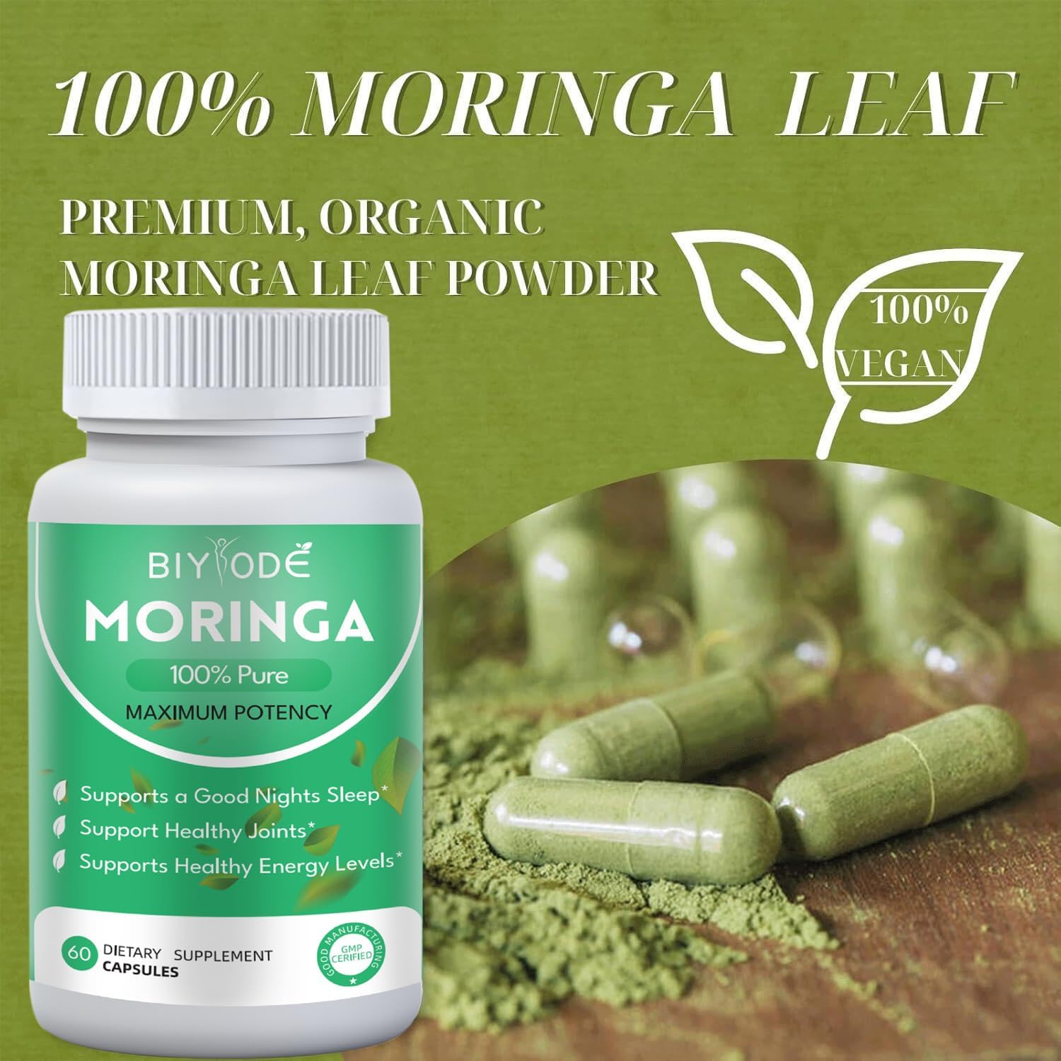 Nutrient-Rich Moringa Capsules for Energy and Gut Well-Being - 800mg (2 Pack)
