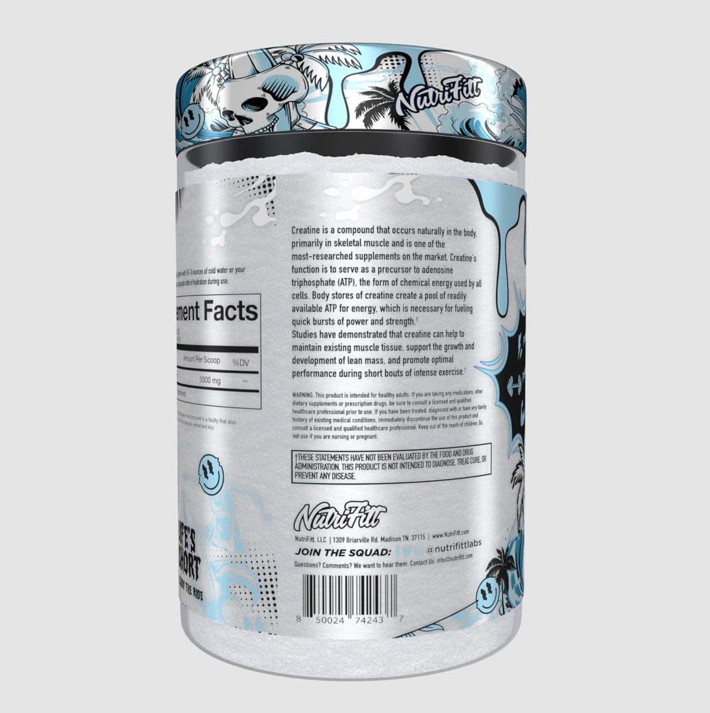 NutriFitt Epic Creatine: Boost Energy, Build Lean Muscle, Micronized Monohydrate - 60 Servings