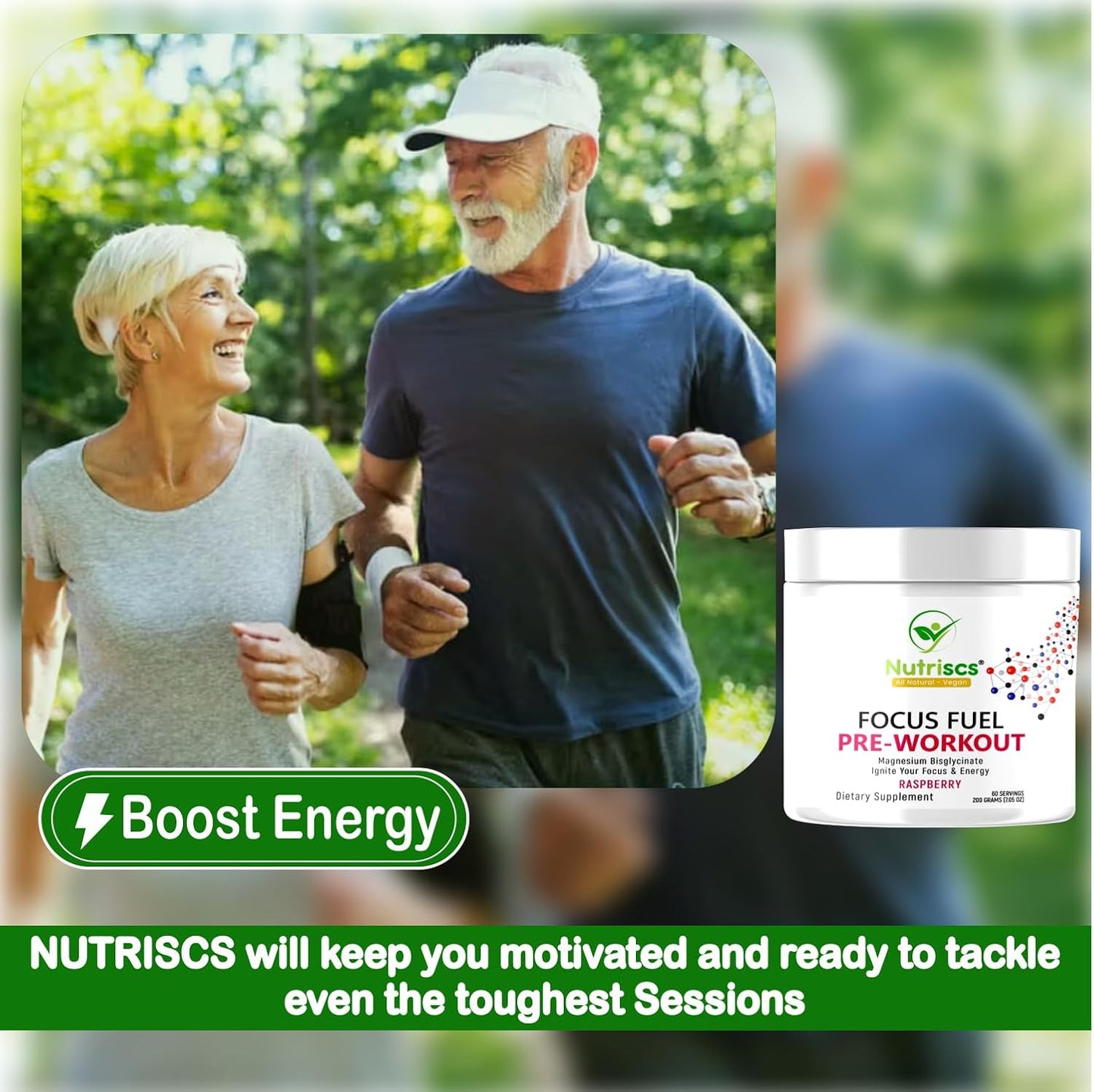 Nutriscs Pre-Workout Powder 200g - Boost Strength, Energy, and Mental Focus - 60 Servings for Men & Women - Bodybuilders' Peak Performance Solution