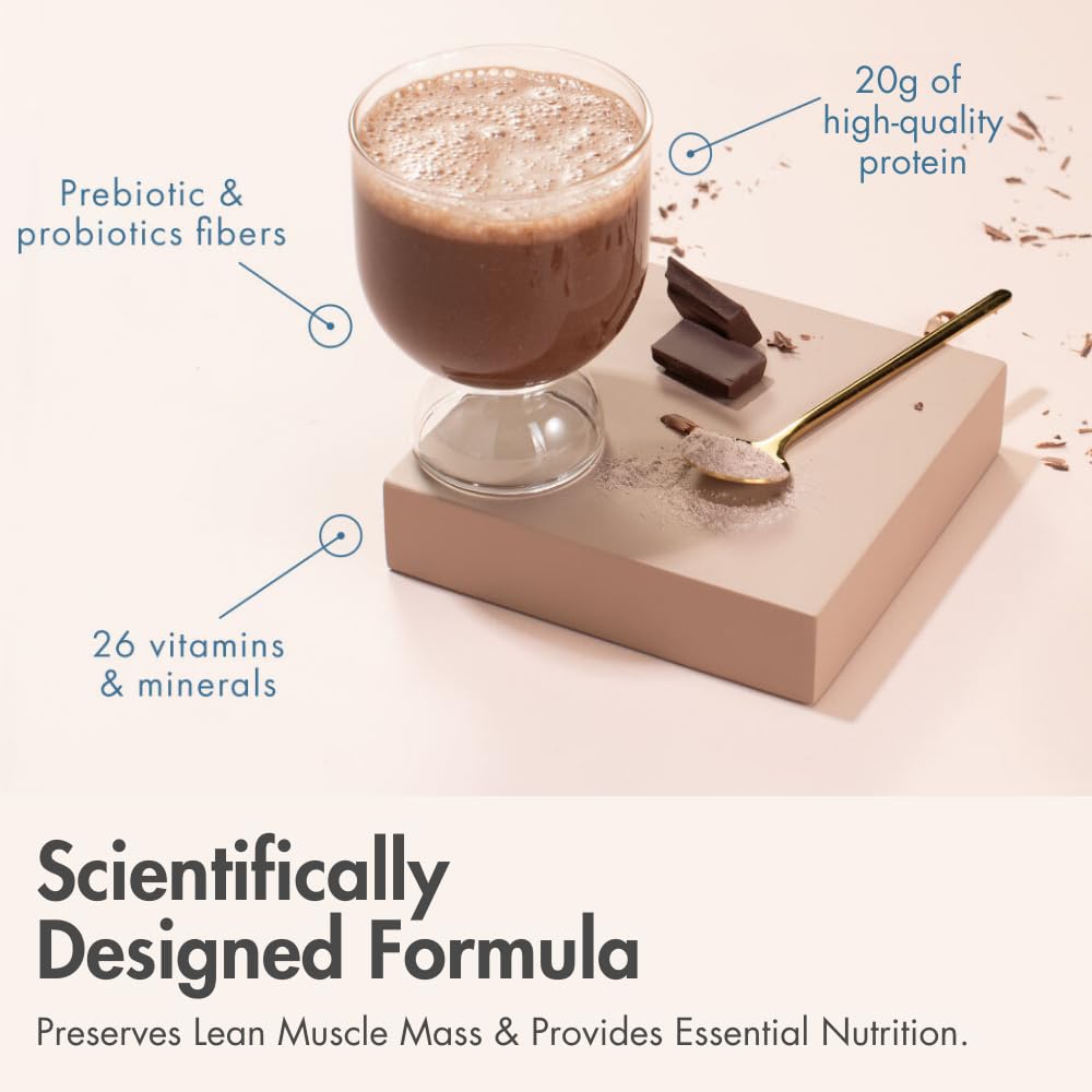 Nutritional Beverage Powder for GLP-1 Users | 20g Protein, 26 Vitamins/Minerals | Helps with Nausea, Bloating, Constipation | Chocolate & Strawberry Cream Flavor