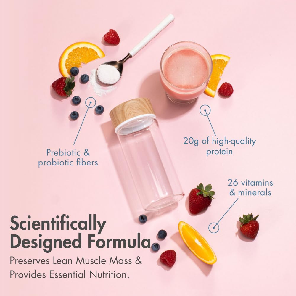 Nutritional Beverage Powder for GLP-1 Users | 20g Protein, 26 Vitamins/Minerals | Helps with Nausea, Bloating, Constipation | Chocolate & Strawberry Cream Flavor