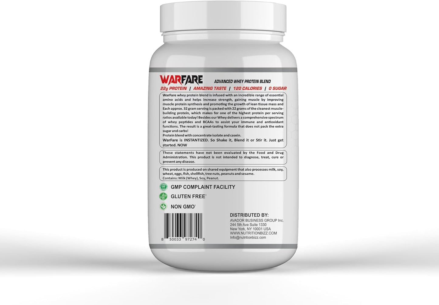 NutritionBizz Warfare 2 lbs Whey Protein Blend - 22g Protein/Serving, Delicious Chocolate Peanut Butter Flavor