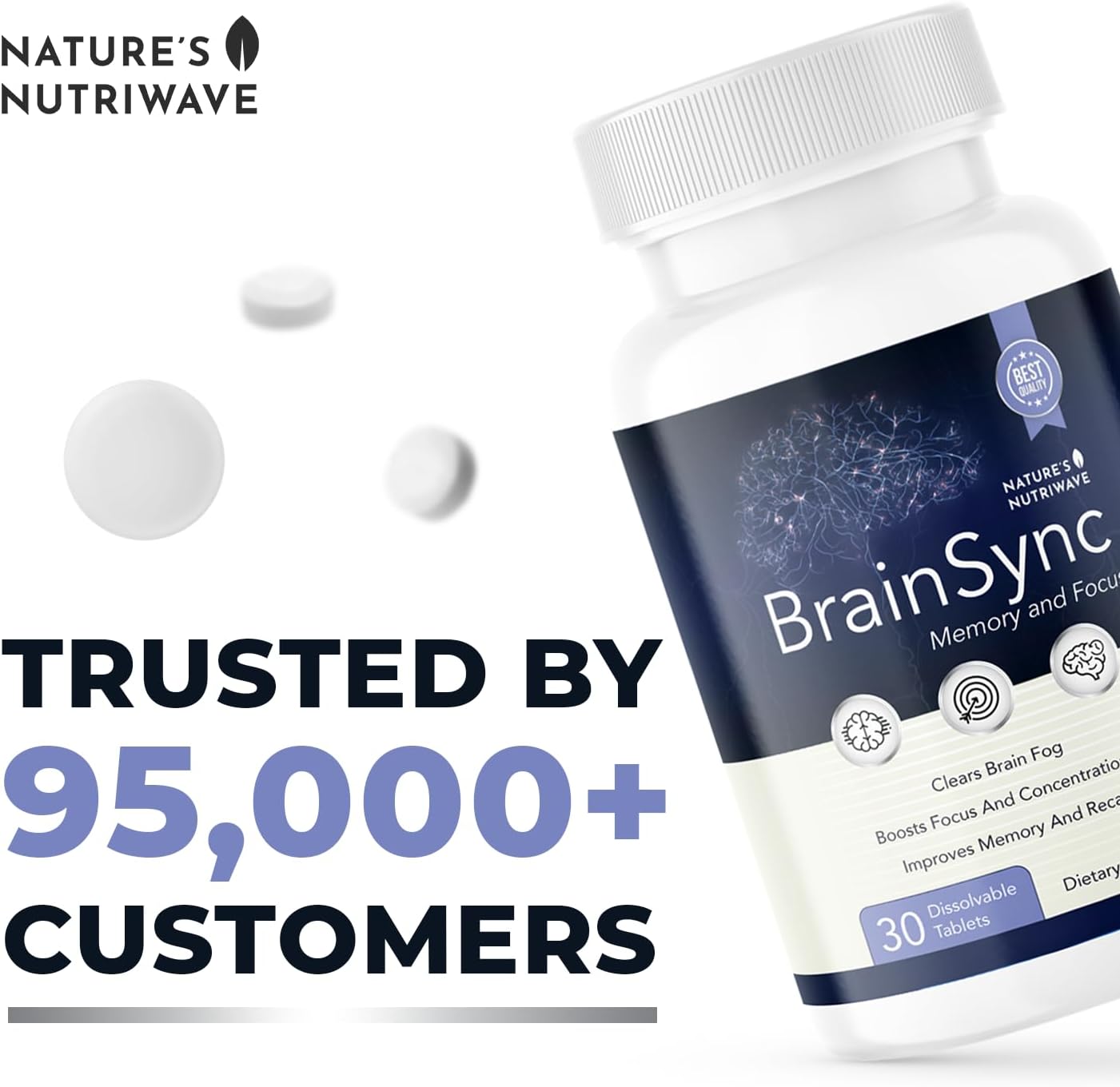 NutriWave BrainSync Probiotics: Memory, Focus & Cognitive Health - 30 Tablets