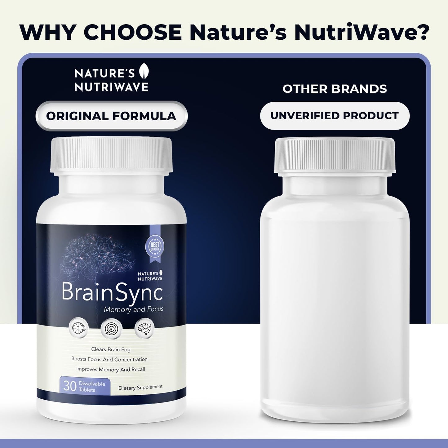NutriWave BrainSync Probiotics: Memory, Focus & Cognitive Health - 30 Tablets