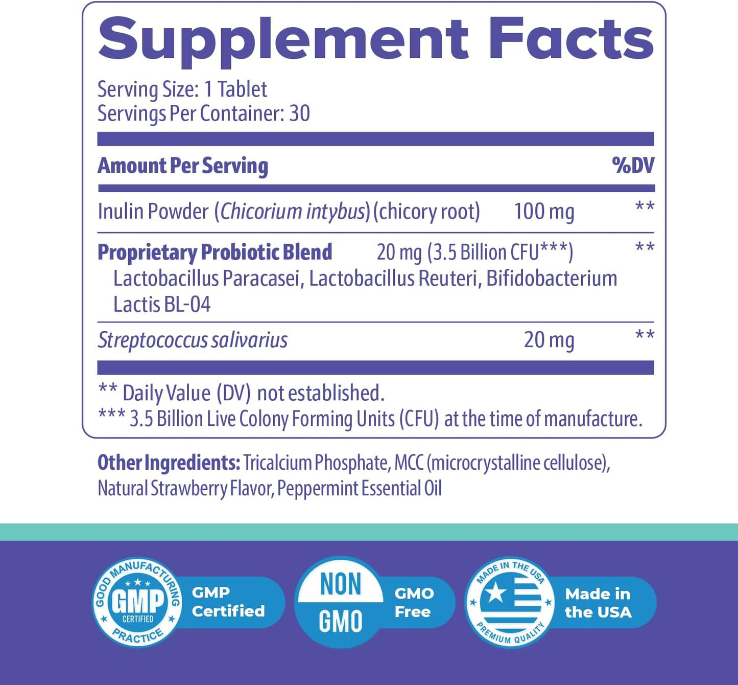 NutriWave GumAktiv Oral Health Supplement with Probiotics - Supports Natural Oral Balance, Healthy Gums & Teeth - Non-GMO, Gluten-Free - 60 Capsules