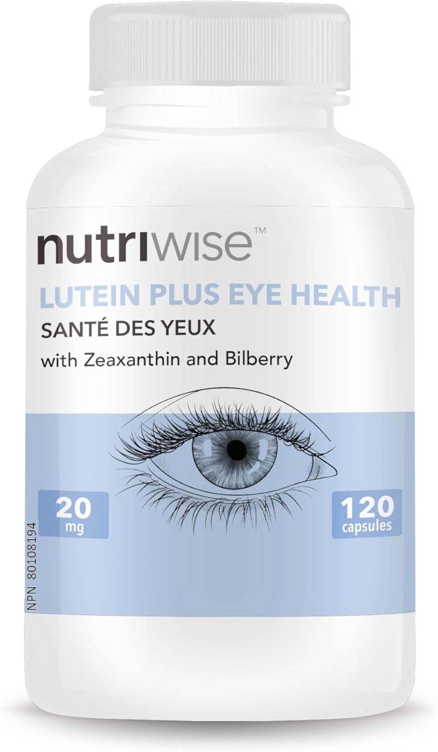 NutriWise Eye Health Antioxidant Supplement with Bilberry, Zeaxanthin, and Lutein