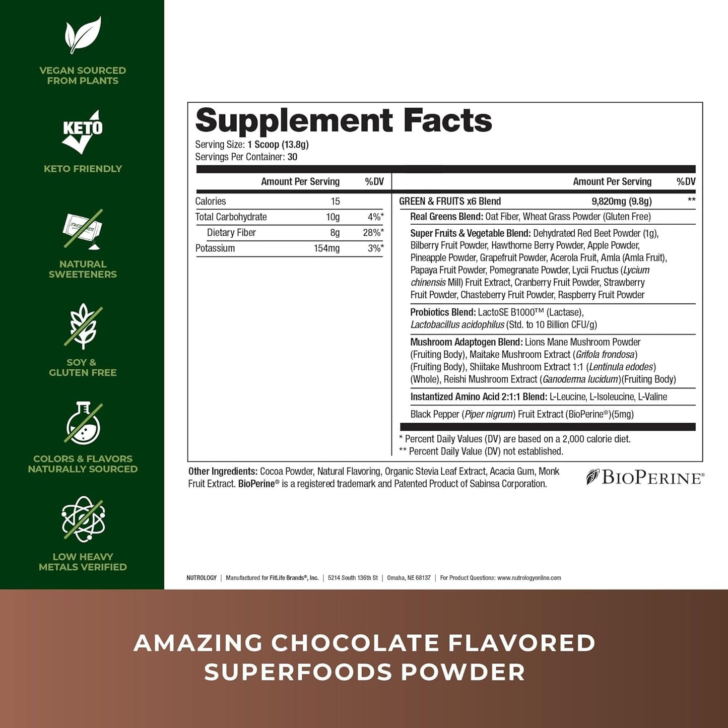 Nutrology TRIPACT 7-in-1 Protein Powder & Superfood Shake Bundle - Creamy Chocolate Flavor - 40 Servings Protein Powder, 30 Servings Superfood Powder