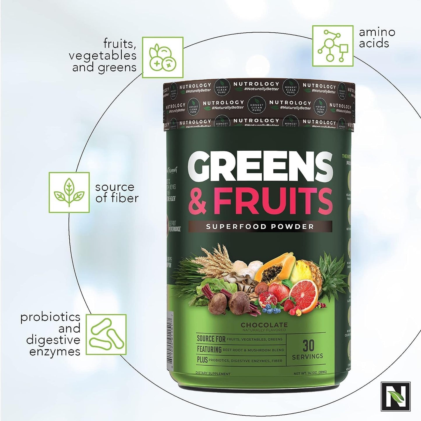 Nutrology TRIPACT Protein Powder Superfood Bundle: Superberry Meal Replacement Shake & Chocolate Greens Powder (70 Servings)