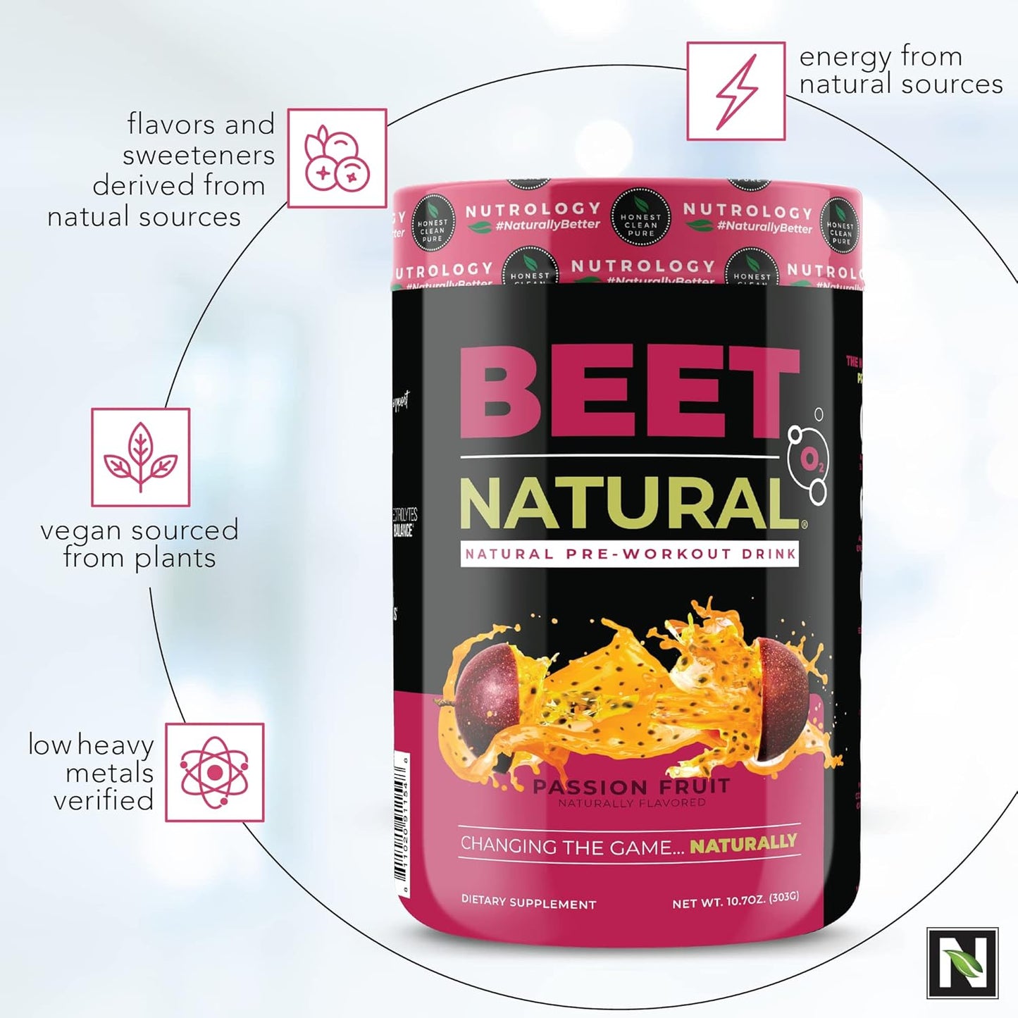 Nutrology TRIPACT Vanilla Latte Cinnamon Protein Powder & Beet Natural O2 Passion Fruit Pre Workout Bundle