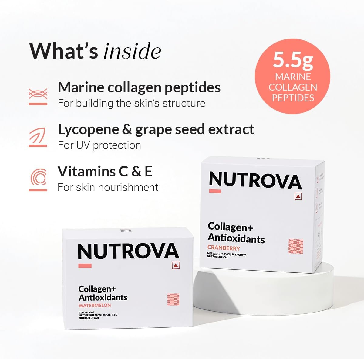 NUTROVA Collagen and Antioxidants Supplement for Skin Health and Aging Defense