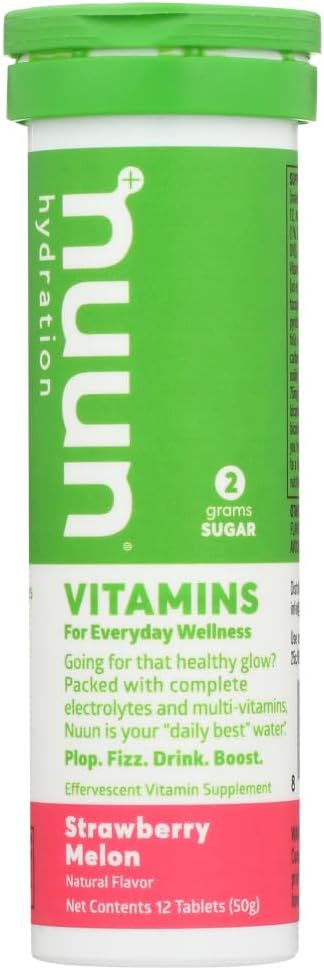 Nuun Vitamins: Strawberry Melon Hydration Supplement - 3 Tubes, 12 Tabs Each for Daily Use