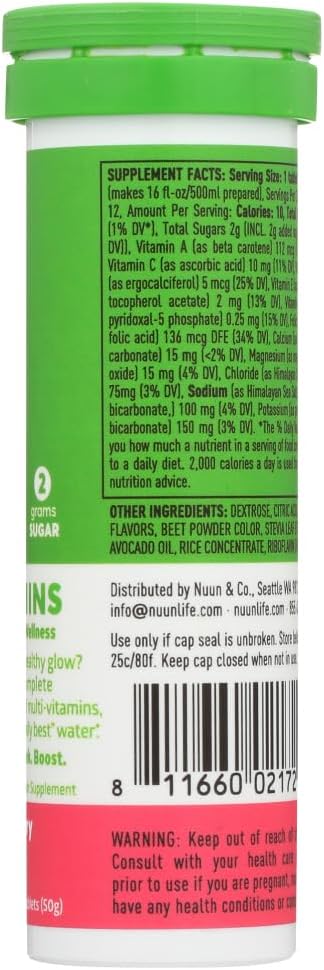 Nuun Vitamins: Strawberry Melon Hydration Supplement - 3 Tubes, 12 Tabs Each for Daily Use