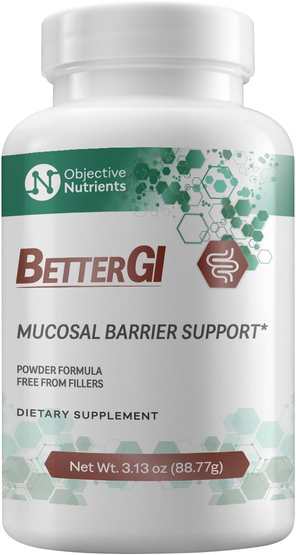 Objective Nutrients BetterGI Mucosal Barrier Support Supplement with SBI & N-Acetyl-Glucosamine for Gut Repair & Protection - 3.13 oz, 75 Servings