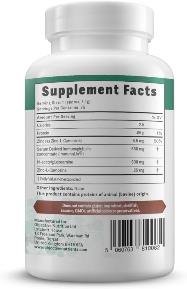 Objective Nutrients BetterGI Mucosal Barrier Support Supplement with SBI & N-Acetyl-Glucosamine for Gut Repair & Protection - 3.13 oz, 75 Servings