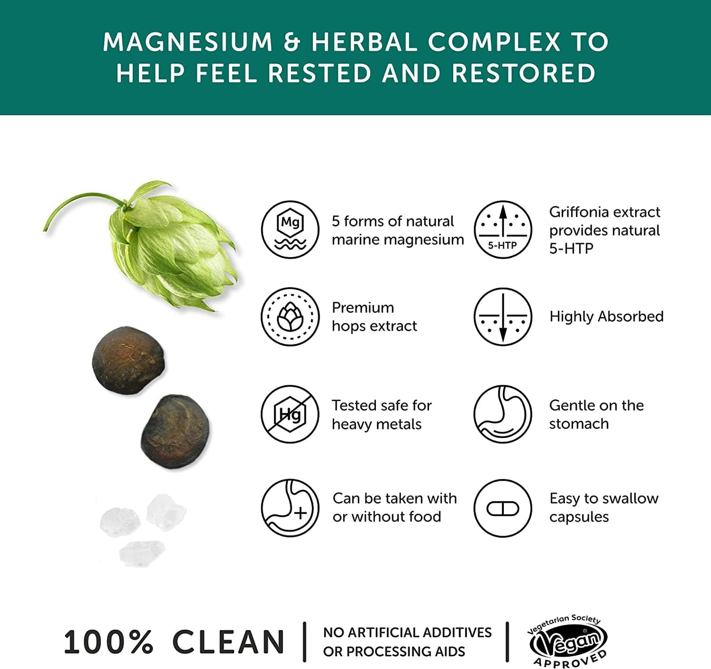 Oceanpure Night Time Magnesium Complex - 60 Capsules for Restful Sleep and Relaxation