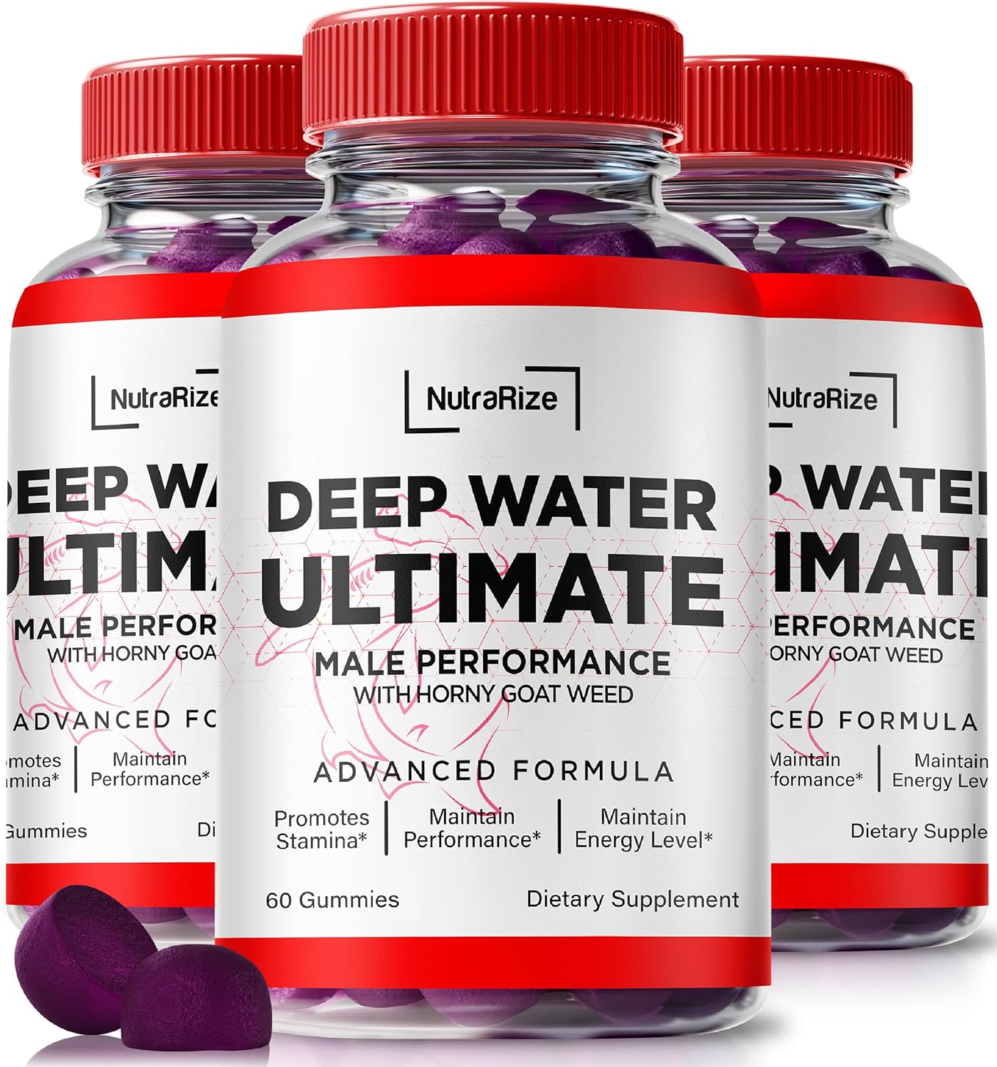 Official NutraRize Deep Water Ultimate Male Gummies (3 Pack) - Premium Essentials for Men, Performance Boost (180 Gummies)