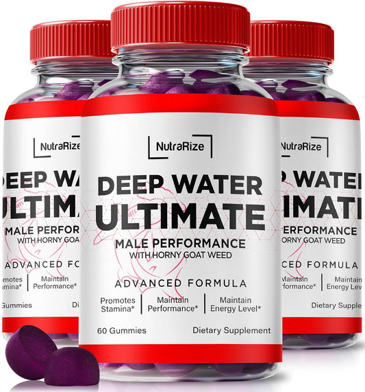 Official NutraRize Deep Water Ultimate Male Gummies (3 Pack) - Premium Essentials for Men, Performance Boost (180 Gummies)