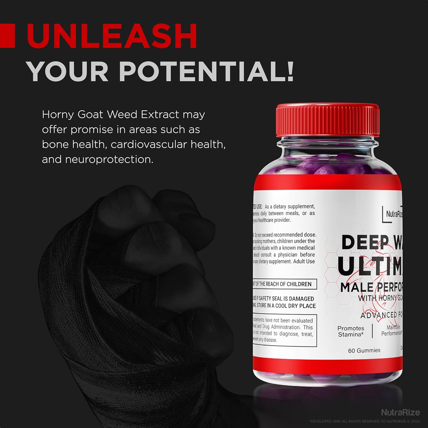 Official NutraRize Deep Water Ultimate Male Gummies (3 Pack) - Premium Essentials for Men, Performance Boost (180 Gummies)