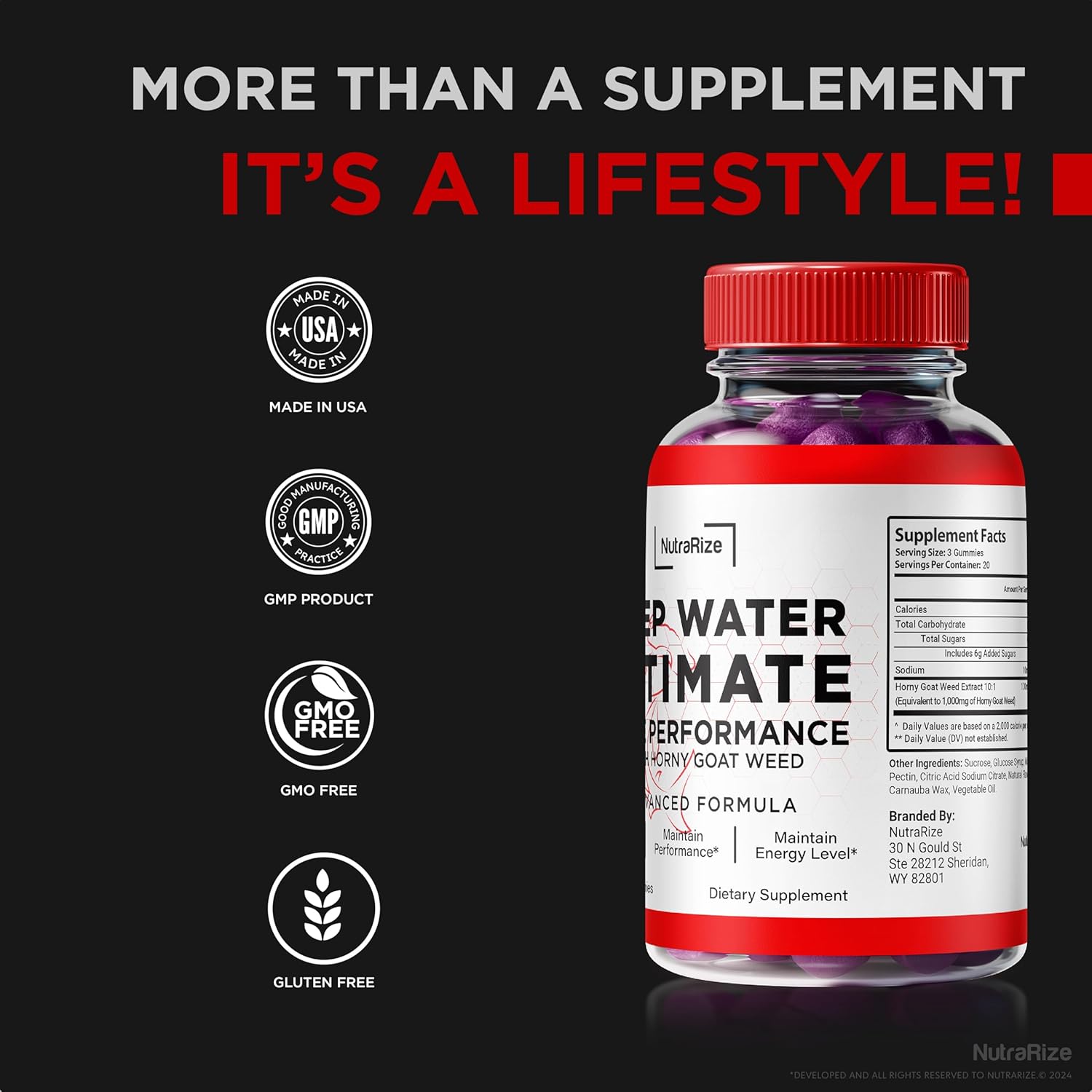 Official NutraRize Deep Water Ultimate Male Gummies (3 Pack) - Premium Essentials for Men, Performance Boost (180 Gummies)