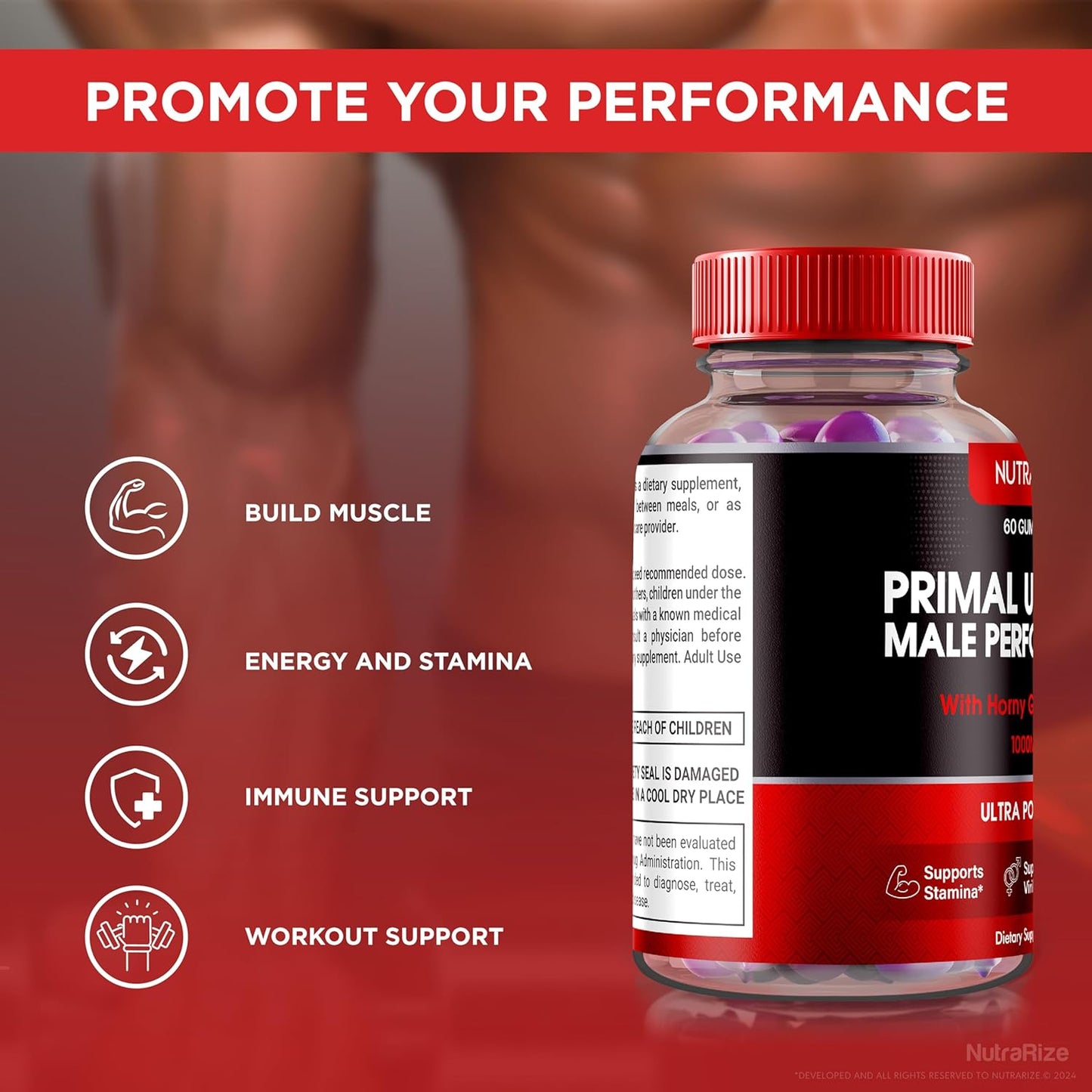 Official PrimalUltimate Performance Supplement (3 Pack) - Premium Gummies for Confidence, Official Prime Ultimate Reviews (180 Gummies)