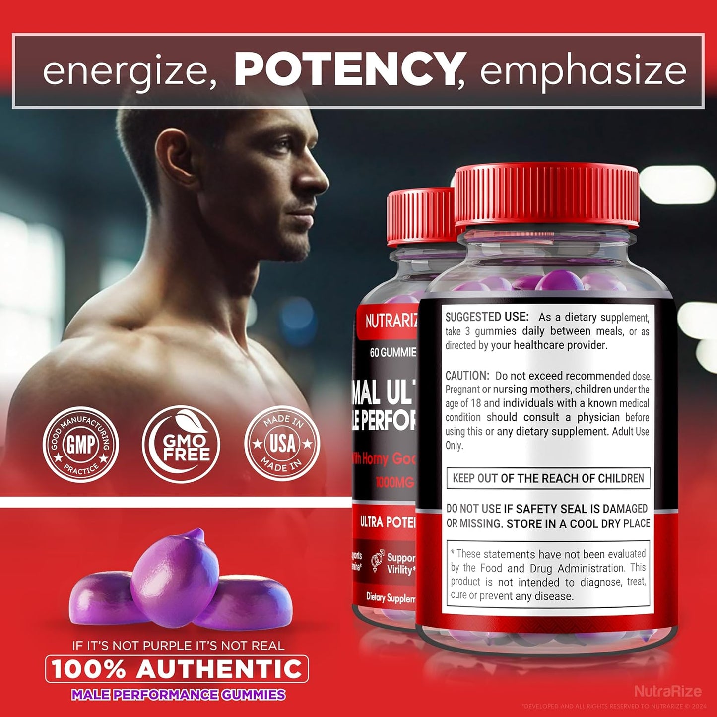 Official PrimalUltimate Performance Supplement (3 Pack) - Premium Gummies for Confidence, Official Prime Ultimate Reviews (180 Gummies)