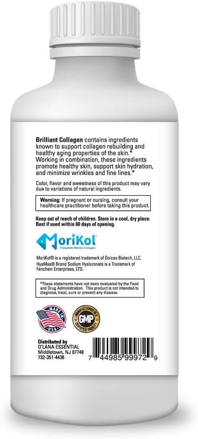 O'Lana Essential LLC Marine Liquid Collagen Supplement with Morikol Tripeptide - 1,000mg for Healthy Skin, Hair, Nails, and Joint Support