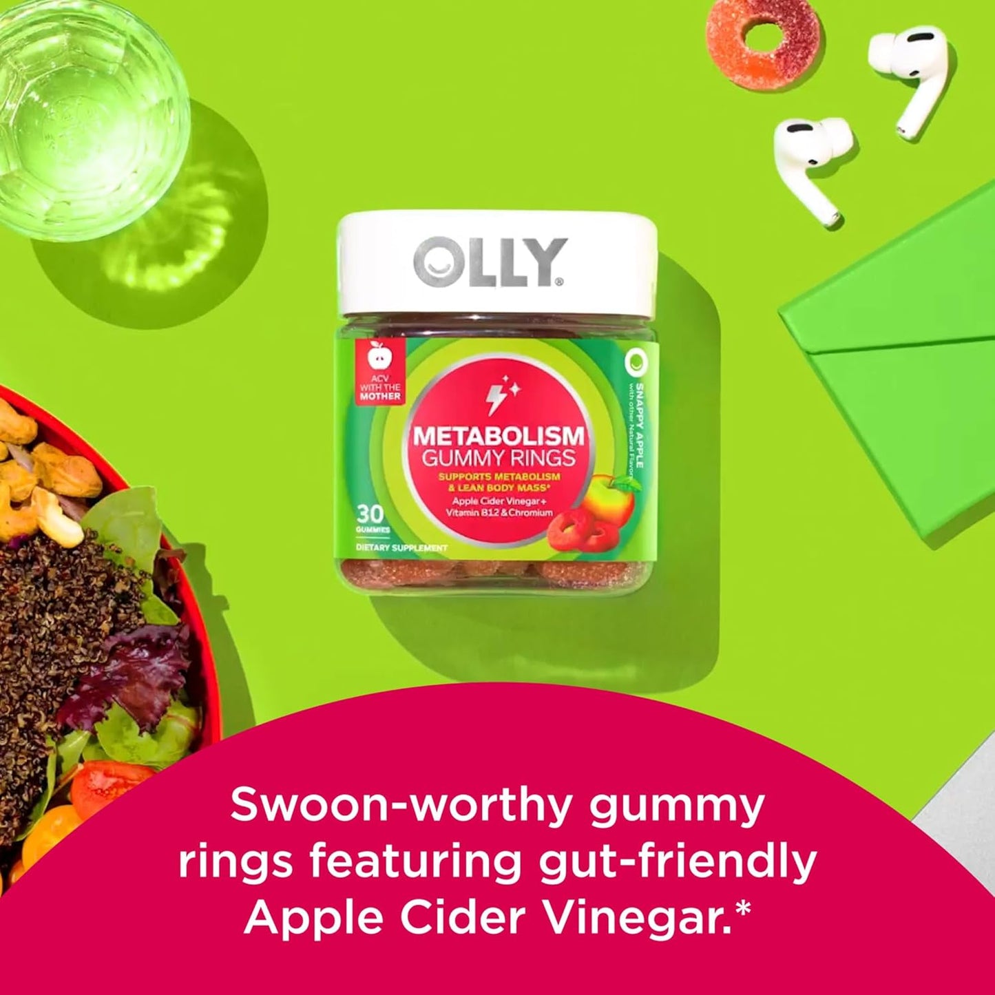 OLLY Happy Hoo-Ha Probiotic & Metabolism Gummy Bundle for Women - 55 Capsules Total