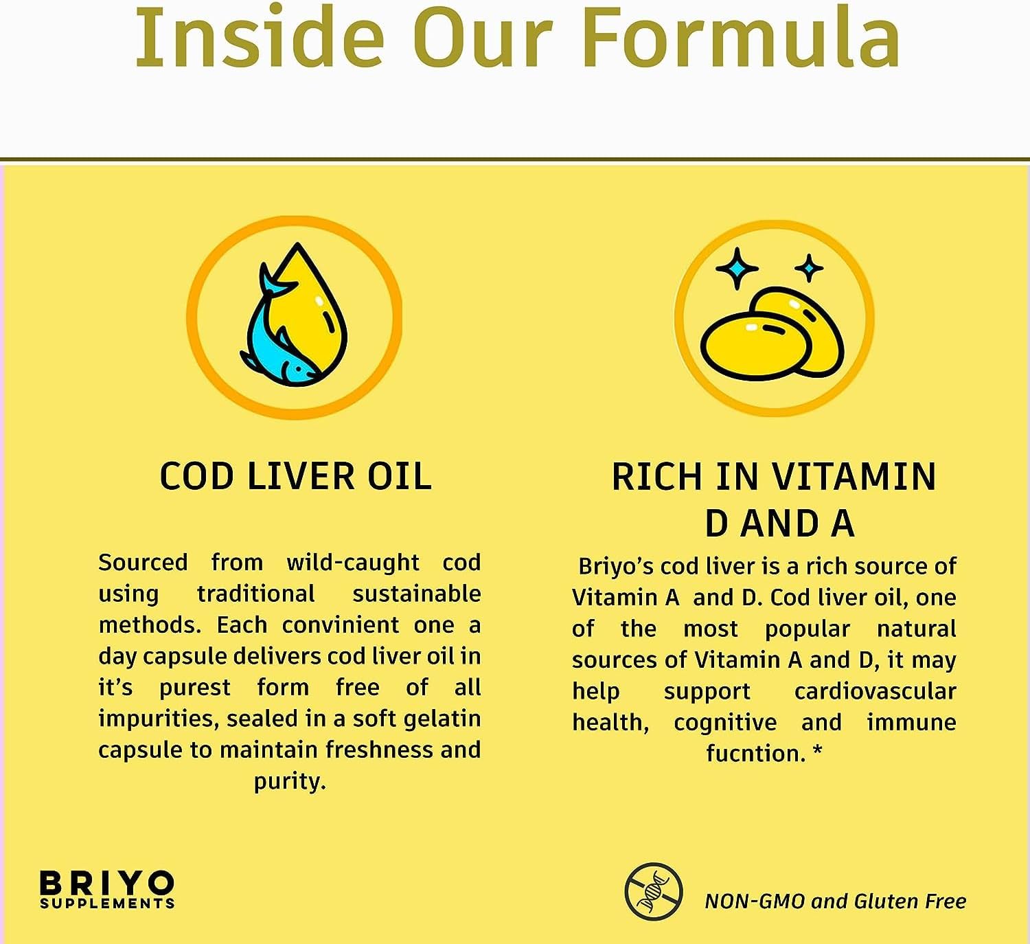 Omega-3 Cod Liver Oil Capsules with Vitamin A & D for Joint Pain Relief and Immune Support
