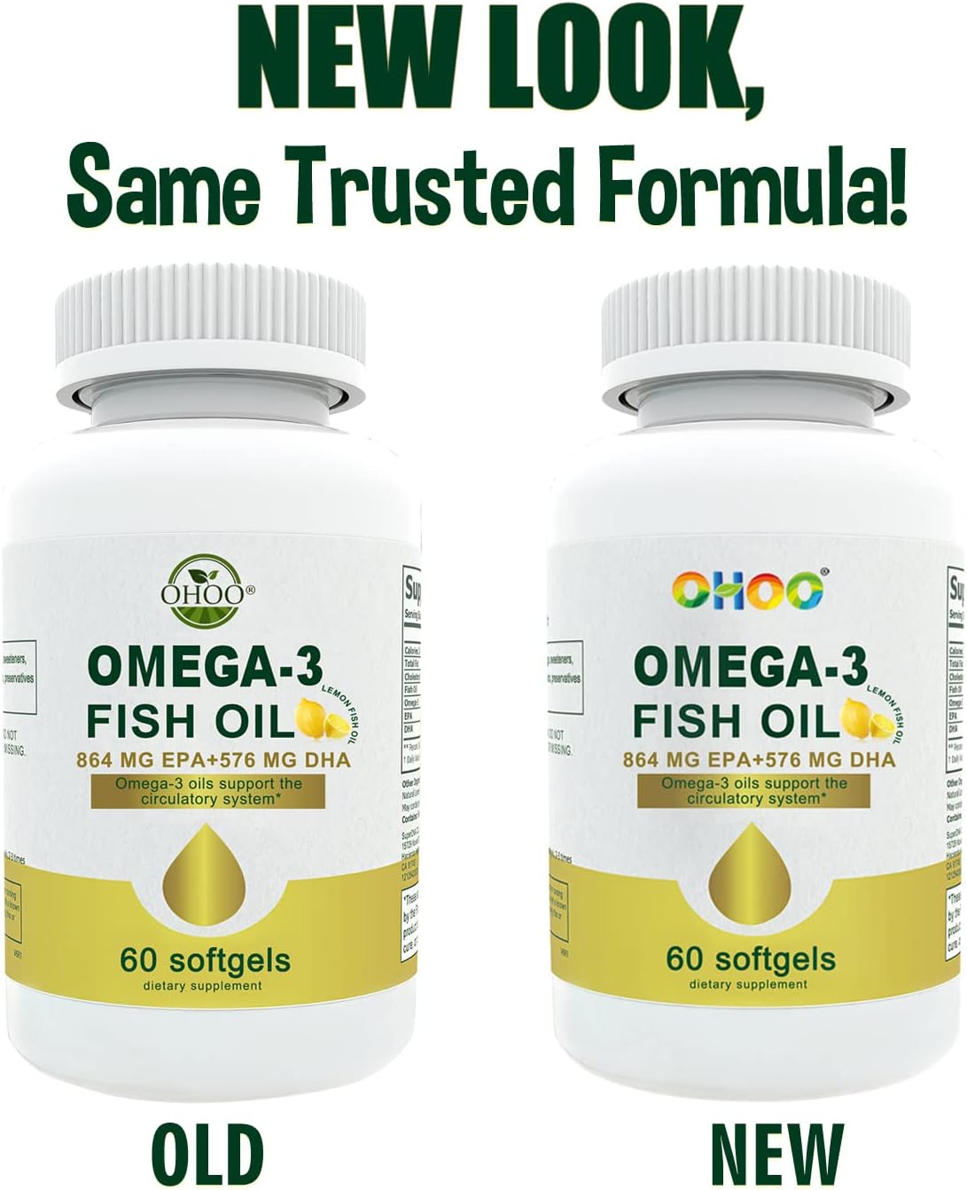 Omega-3 Fish Oil 2400mg with EPA & DHA, Lemon Flavor, Supports Brain, Joint, and Heart Health - Non GMO, Gluten Free, 60 Softgels, Expiration Date: May 31, 2023