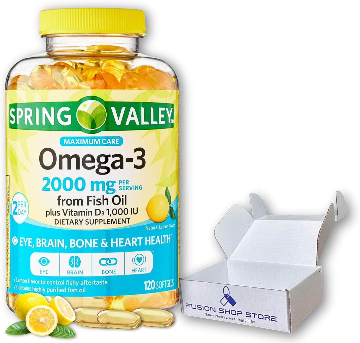 Omega 3 Fish Oil Softgels - 2000mg, Pack of 1, 120 Count by Fusion Shop Store