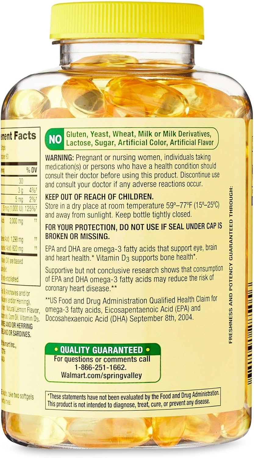 Omega 3 Fish Oil Softgels - 2000mg, Pack of 1, 120 Count by Fusion Shop Store